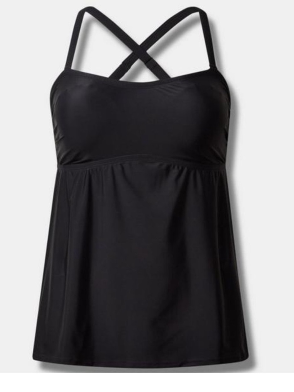 torrid Black Wireless Fitted Tankini with Crisscross Straps